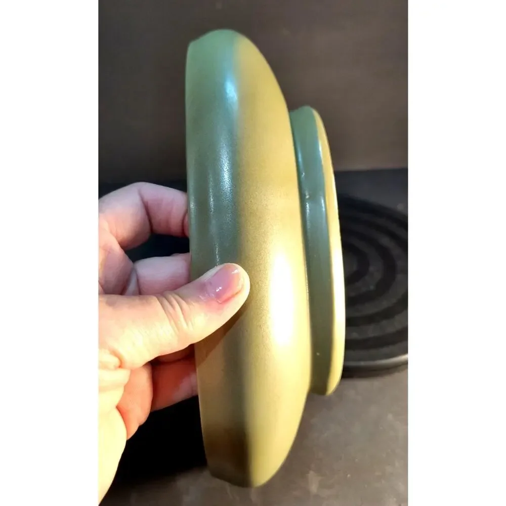156.  McCoy Floraline Olive Green Oval Bowl